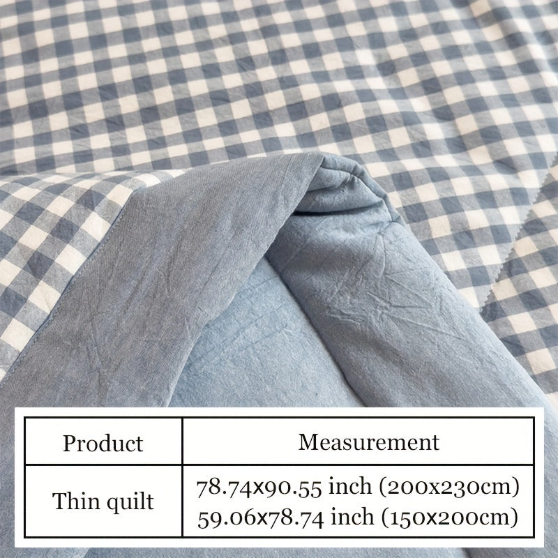 Plaid Summer Quilt Microfiber Filling Lightweight Space Theme Preppy All-Season