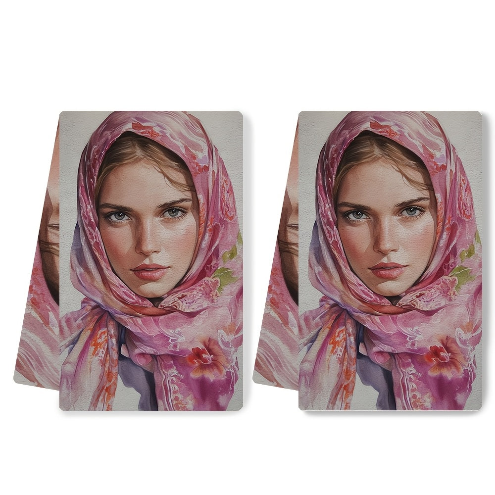 Two-Piece Floral Kitchen Towels Ultra-Soft Absorbent 40x60cm Holiday Decor