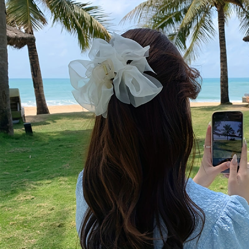 Большая бежевый тюлевой зажим для волос с дизайном феи молочного кофе для женщин и девочек