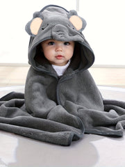 Baby Boy's 3D Animal Ear Hooded Bathrobe Soft Breathable Absorbent Baby Robe for All Seasons