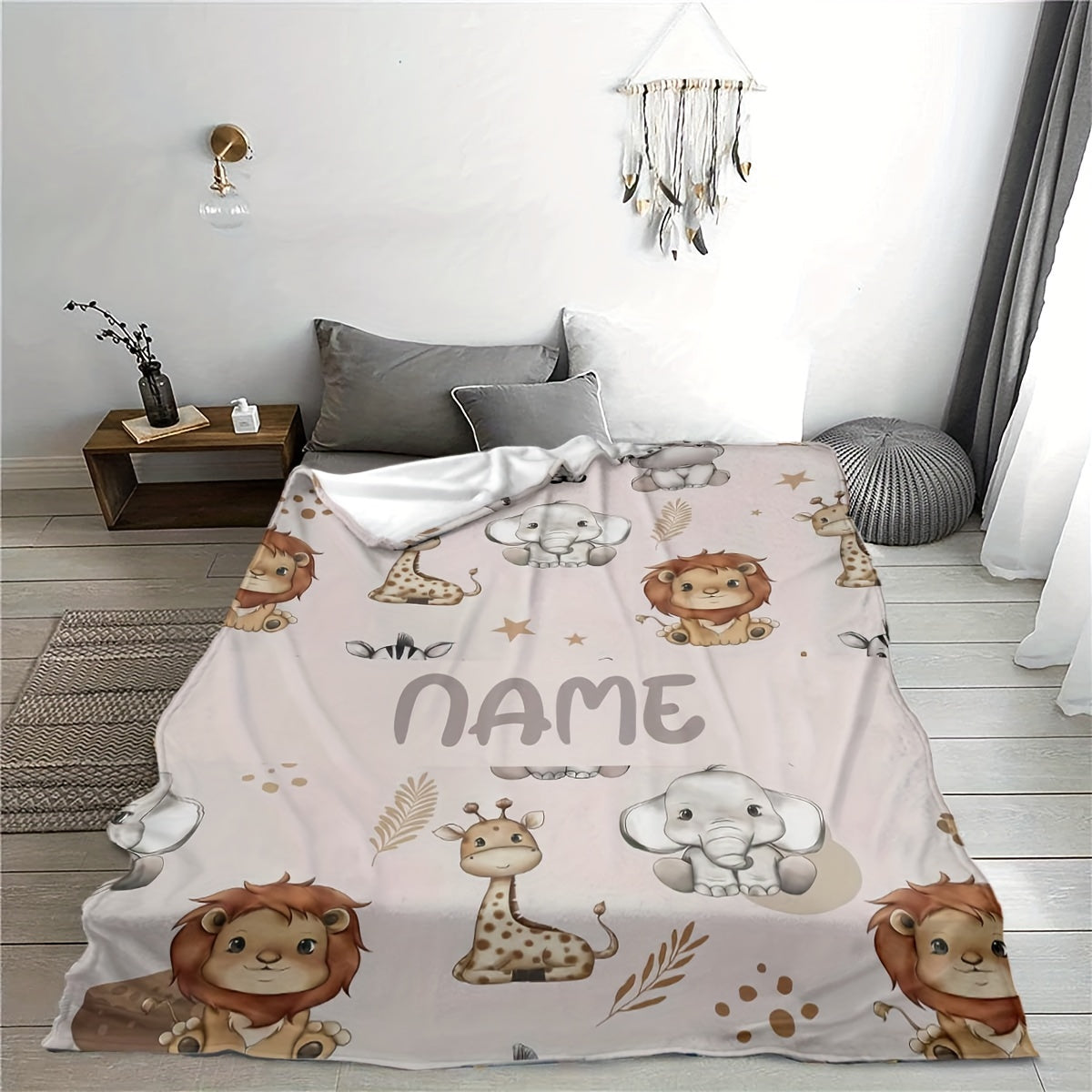 Personalized Small Animal Flannel Blanket Cozy Holiday Gift for Office Living Room