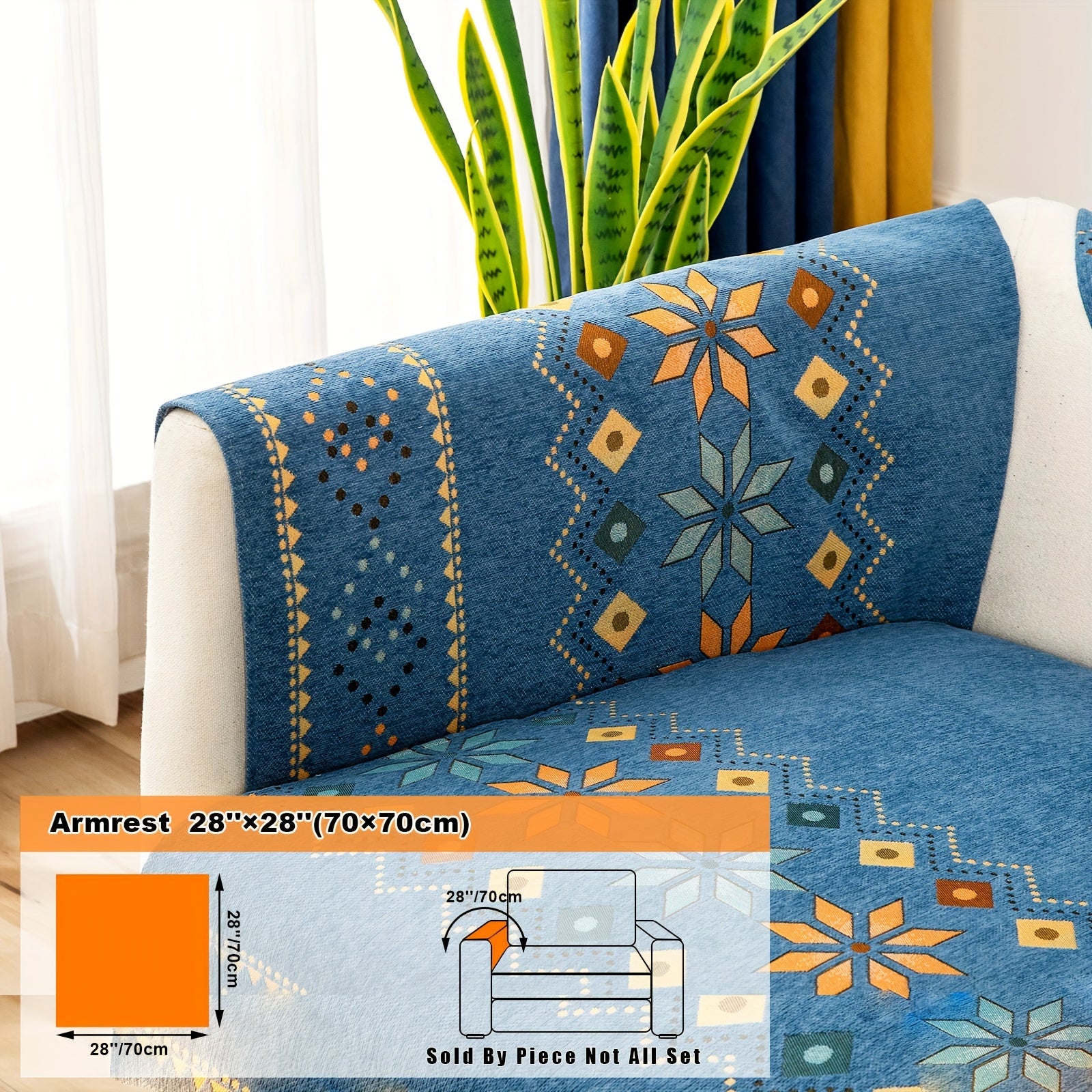 Bohemian Embroidered Sofa Slipcover with Pillowcase and Cushion Covers for Living Room and Bedroom