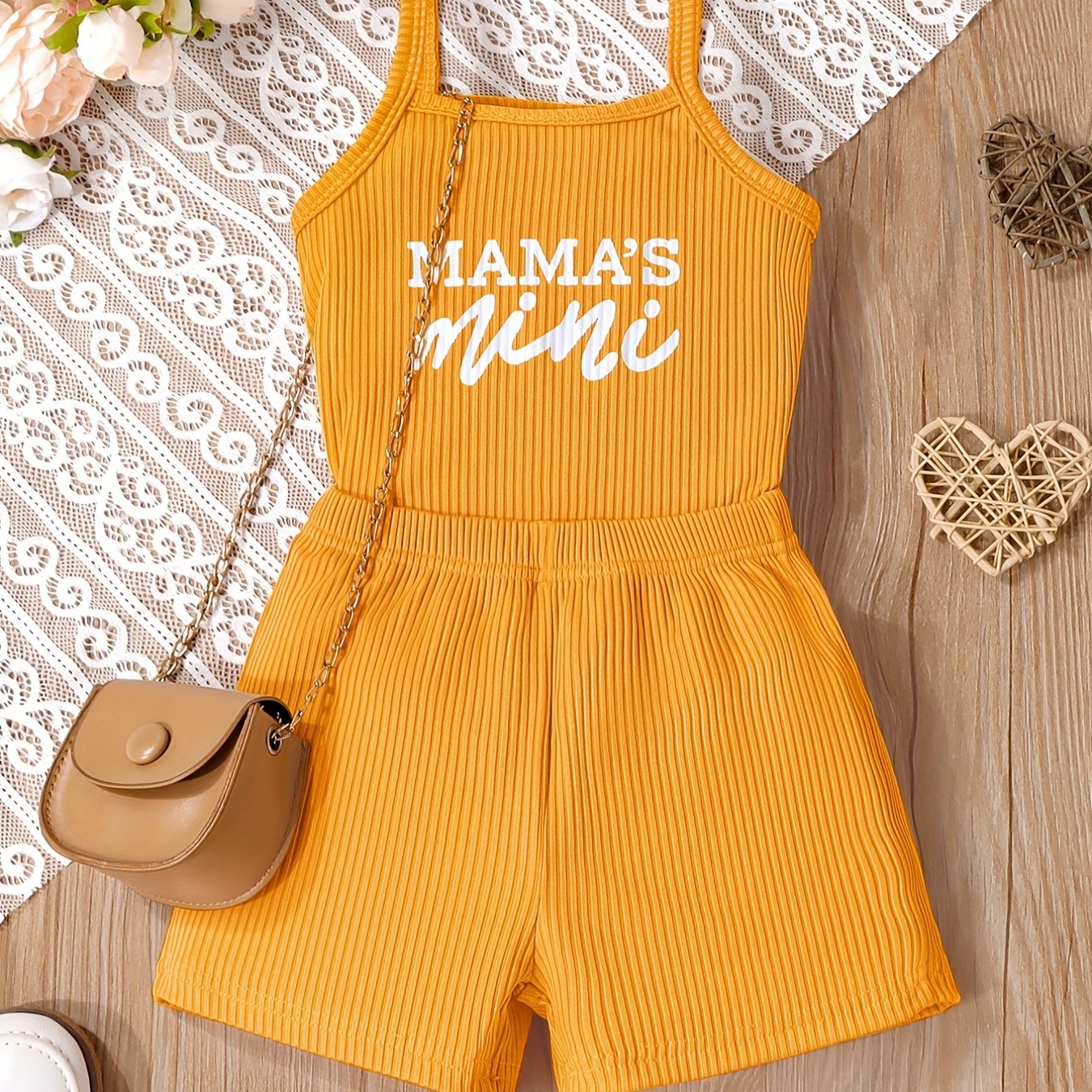 Toddler Girls Summer Outfit 2-Piece Set Camisole Top and Shorts Alphabet Pattern