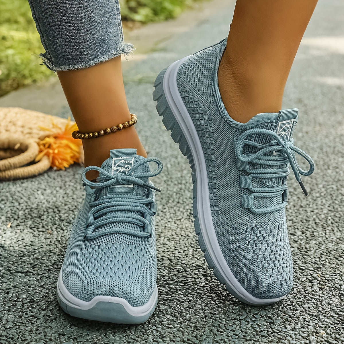 Women's Athletic Mesh Sneakers with Thick Sole and Non-Slip Outsole