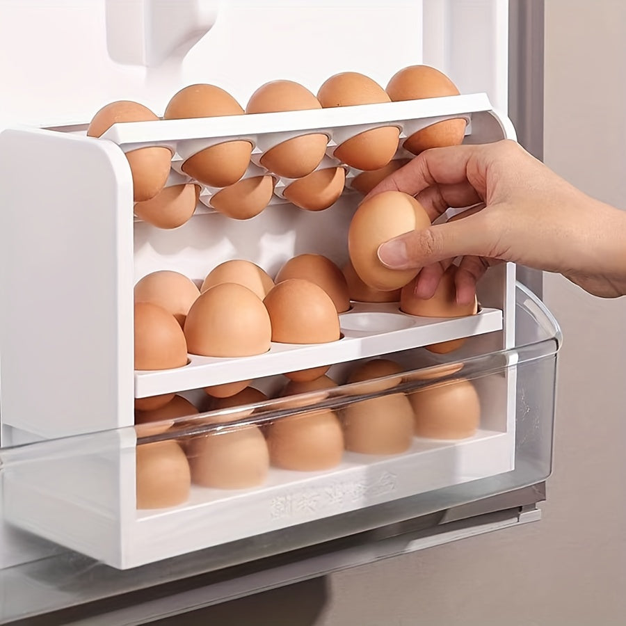Large Capacity Plastic Egg Organizer for Refrigerator, 30 Egg Storage Box