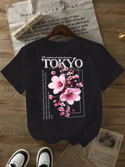 Women’s Cherry Blossom Graphic T-Shirt Short Sleeve Oversized Comfortable