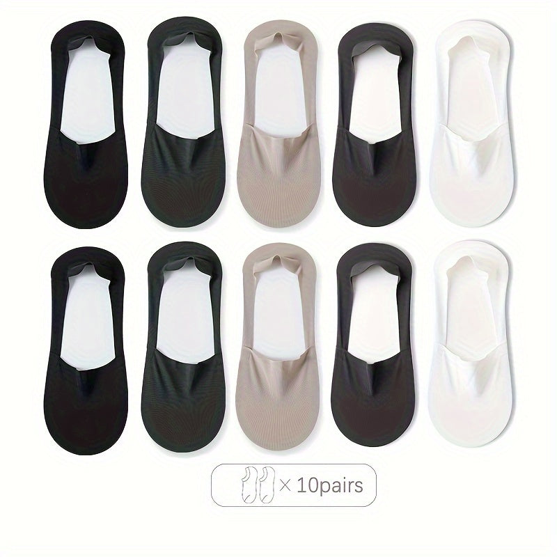 Men's Solid Color Mesh No Show Socks 10 Pairs Breathable Soft Casual Spring Summer