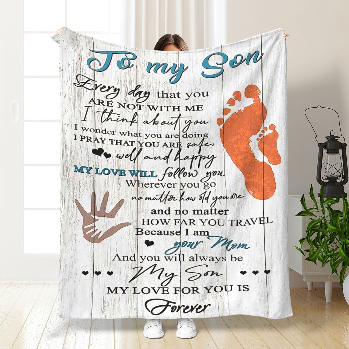 Flannel Fleece Throw Blanket for Son All Seasons Machine Washable Digital Print Polyester