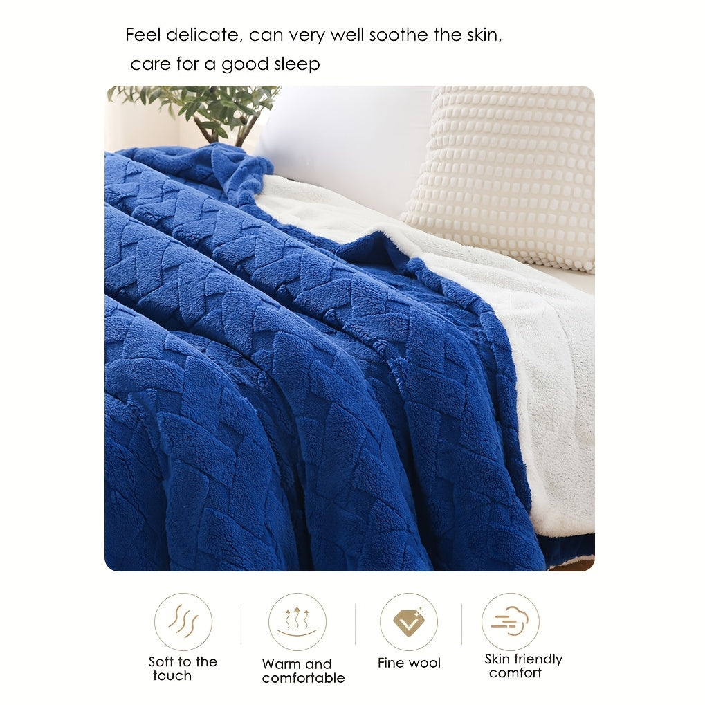 Sherpa Argyle Christmas Blanket Soft Warm Cozy Double-Layer for Bedroom Sofa Office