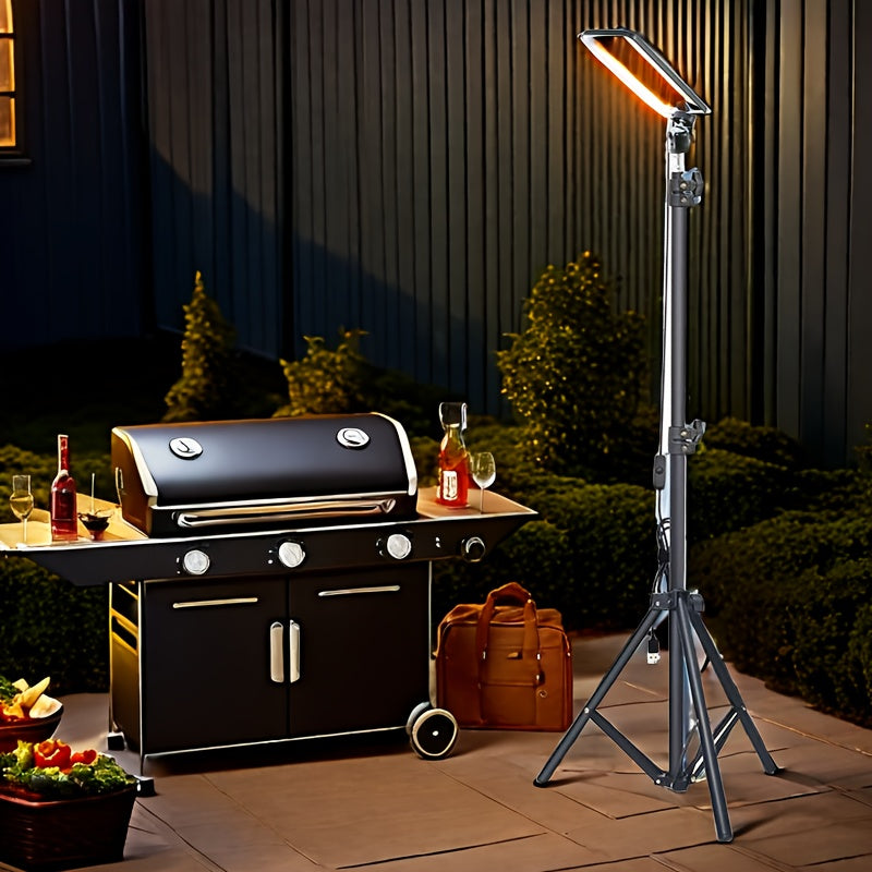 Linterna de camping LED portátil con soporte telescópico, alimentada por USB, resistente al agua y duradera de metal