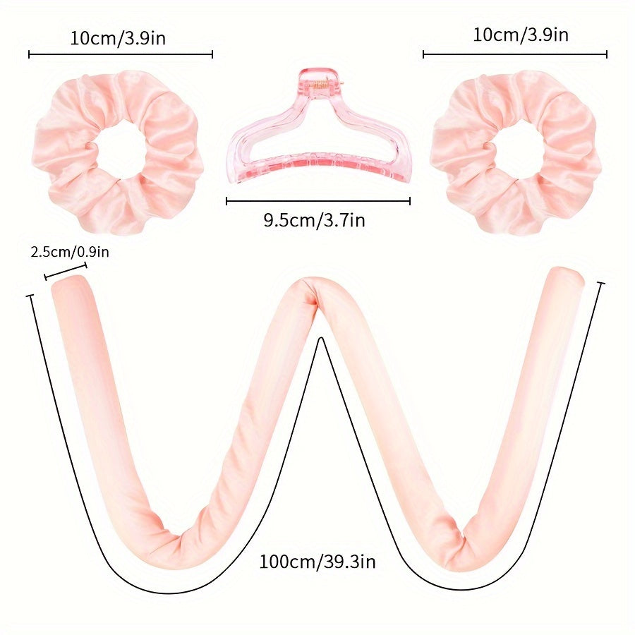 Juego de rulos sin calor para mujer con clips antideslizantes y lazos para el cabello