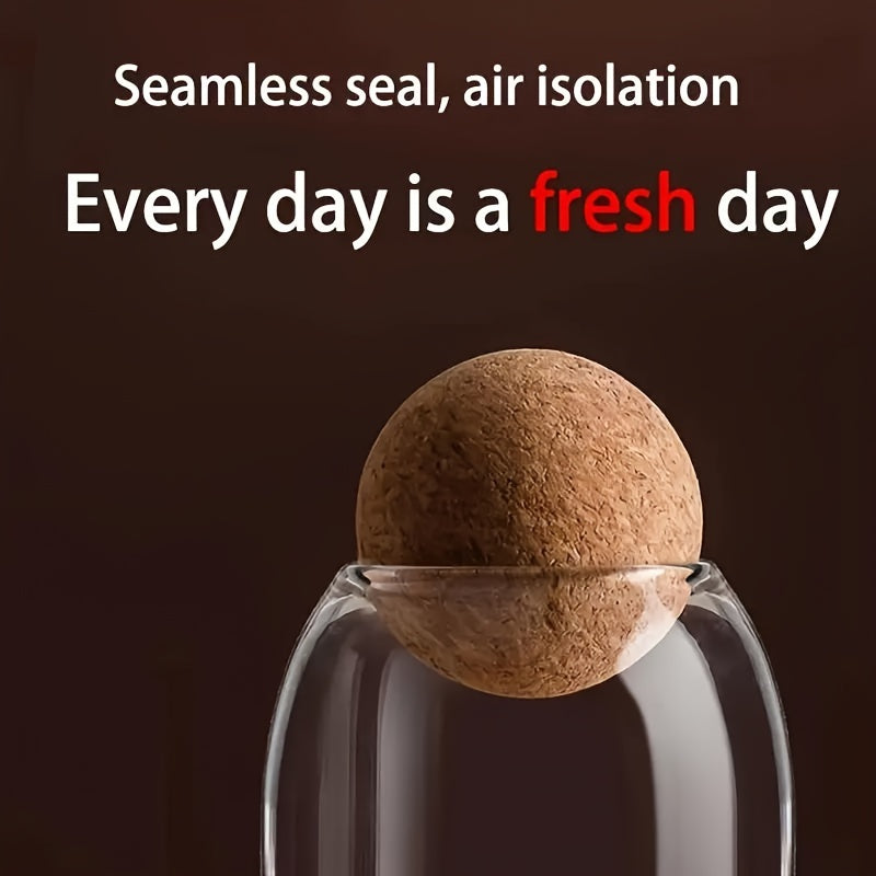 Glass Kitchen Storage Jars with Cork Lids for Coffee Tea Spices