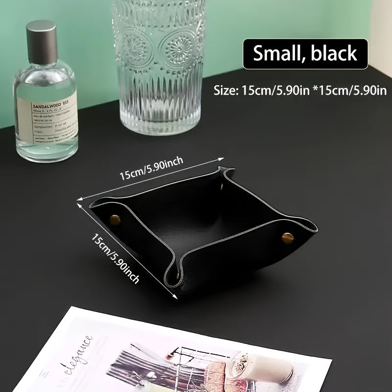 European Leather Desk Organizer for Keys Jewelry and Cosmetics Elegant Home Storage Tray