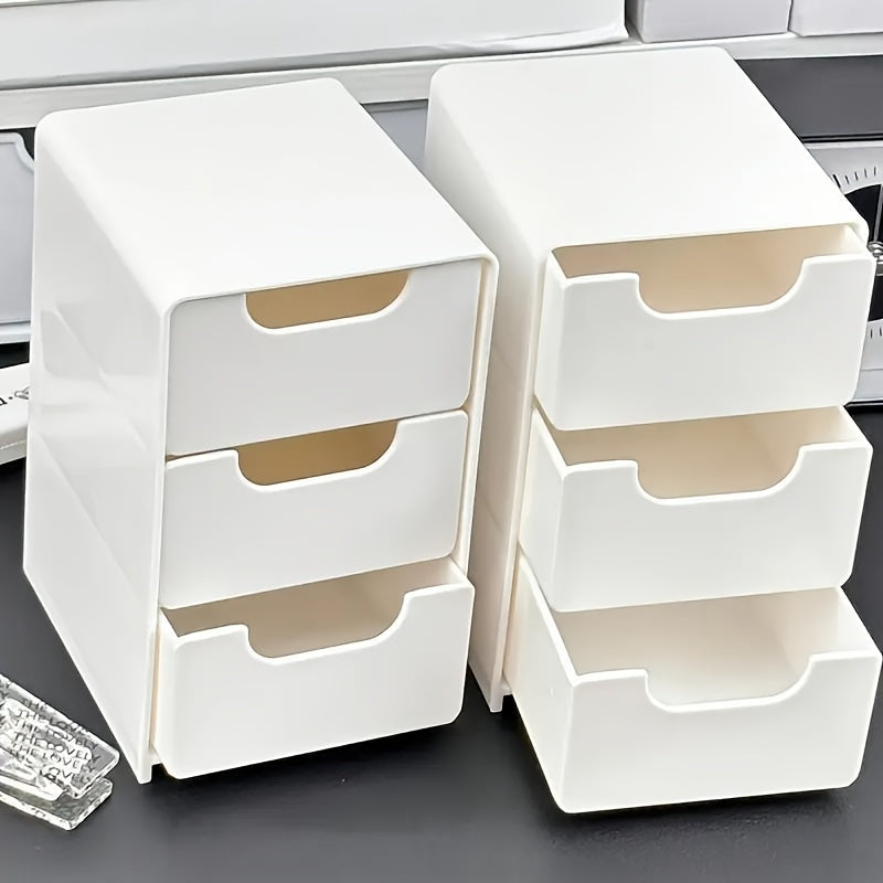 3-Tier Plastic Desk Organizer for Office Supplies Cosmetics Jewelry Storage