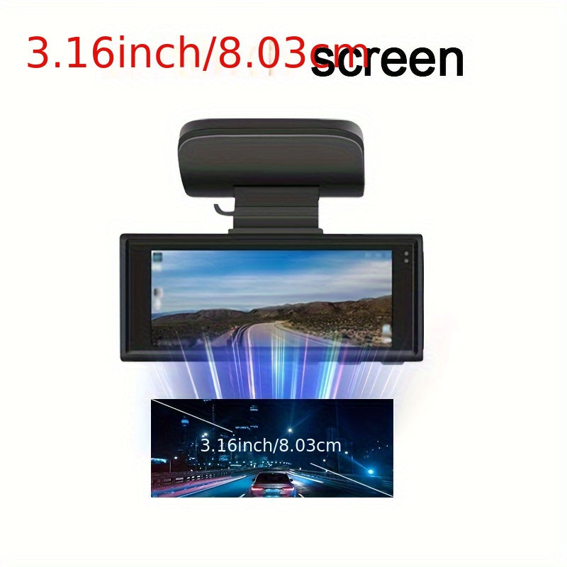 Dual-Lens 3.16 Inch Dash Camera 1080P HD Front Night Vision Rear 480P Wide Angle