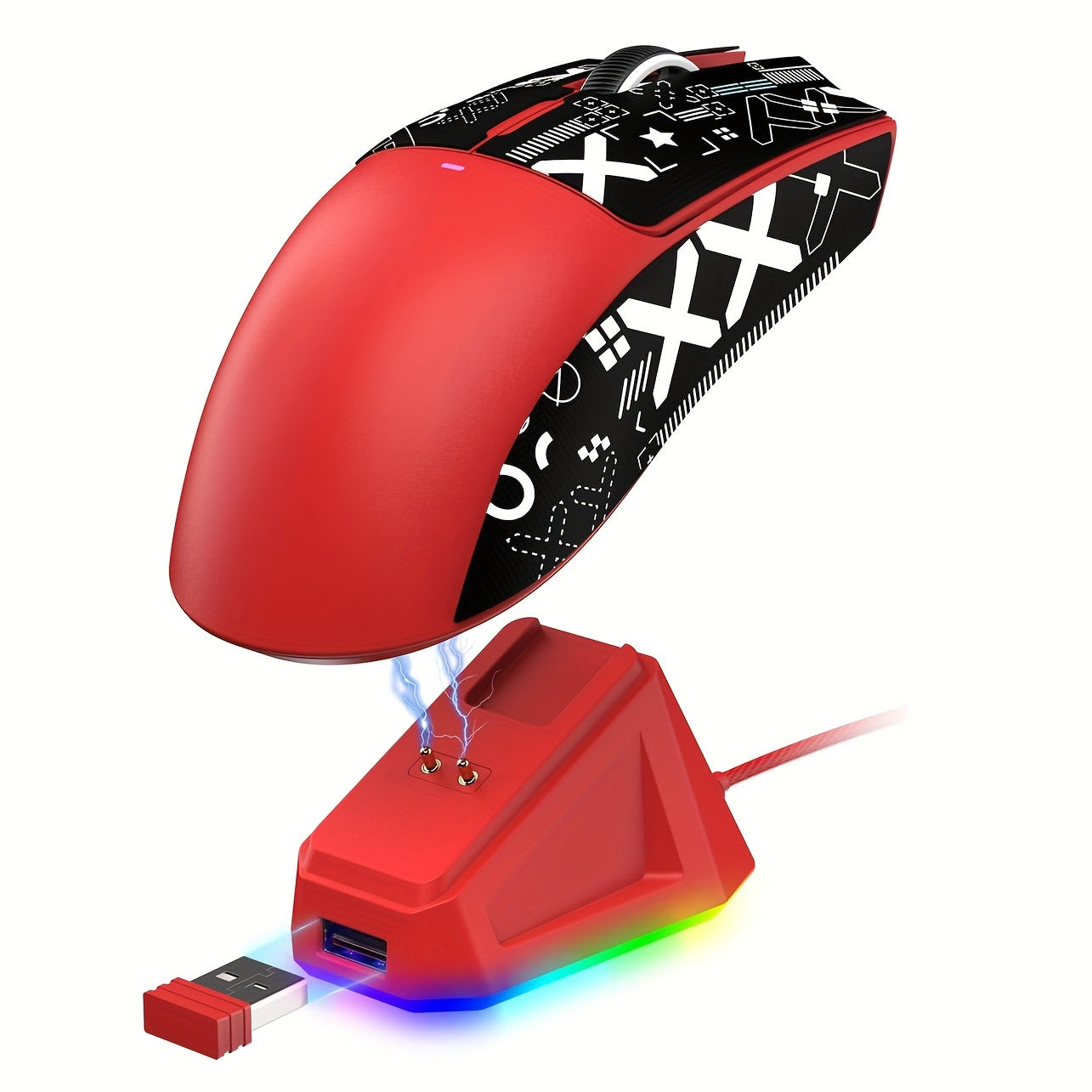 Attack Shark X11 - bu RGB zaryadlash bazasi, Tri-rejim 2.4G/USB-C simli/BT, 22K DPI, PAW3311 Optik Sensor, HUYU Switch, 5 ta dasturlashtiriladigan tugmachalari bo'lgan engil simsiz o'yin sichqonchasi. Mos keladi.