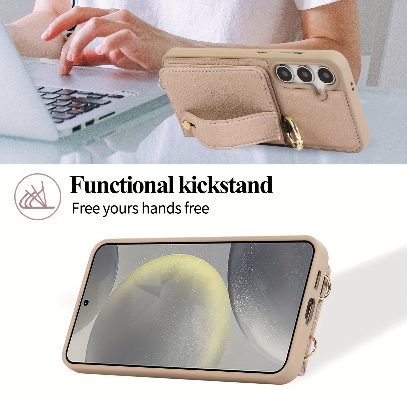 Faux Leather Crossbody Phone Bag for Samsung Plus with Wallet Card Slots Lanyard