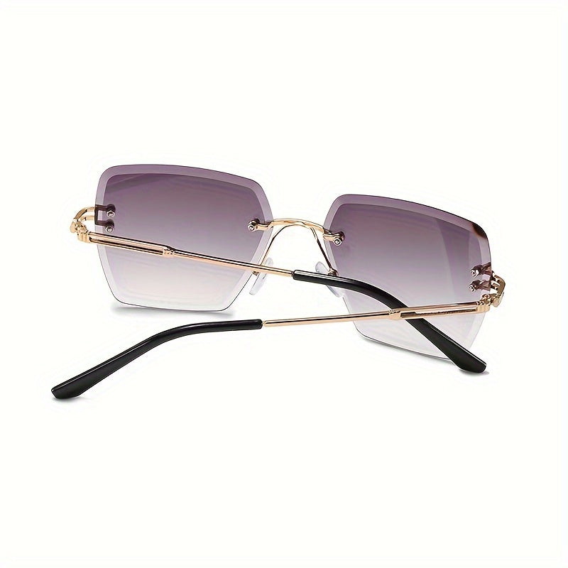 Square Rimless Sunglasses Women Gradient Lenses Casual Beach Party