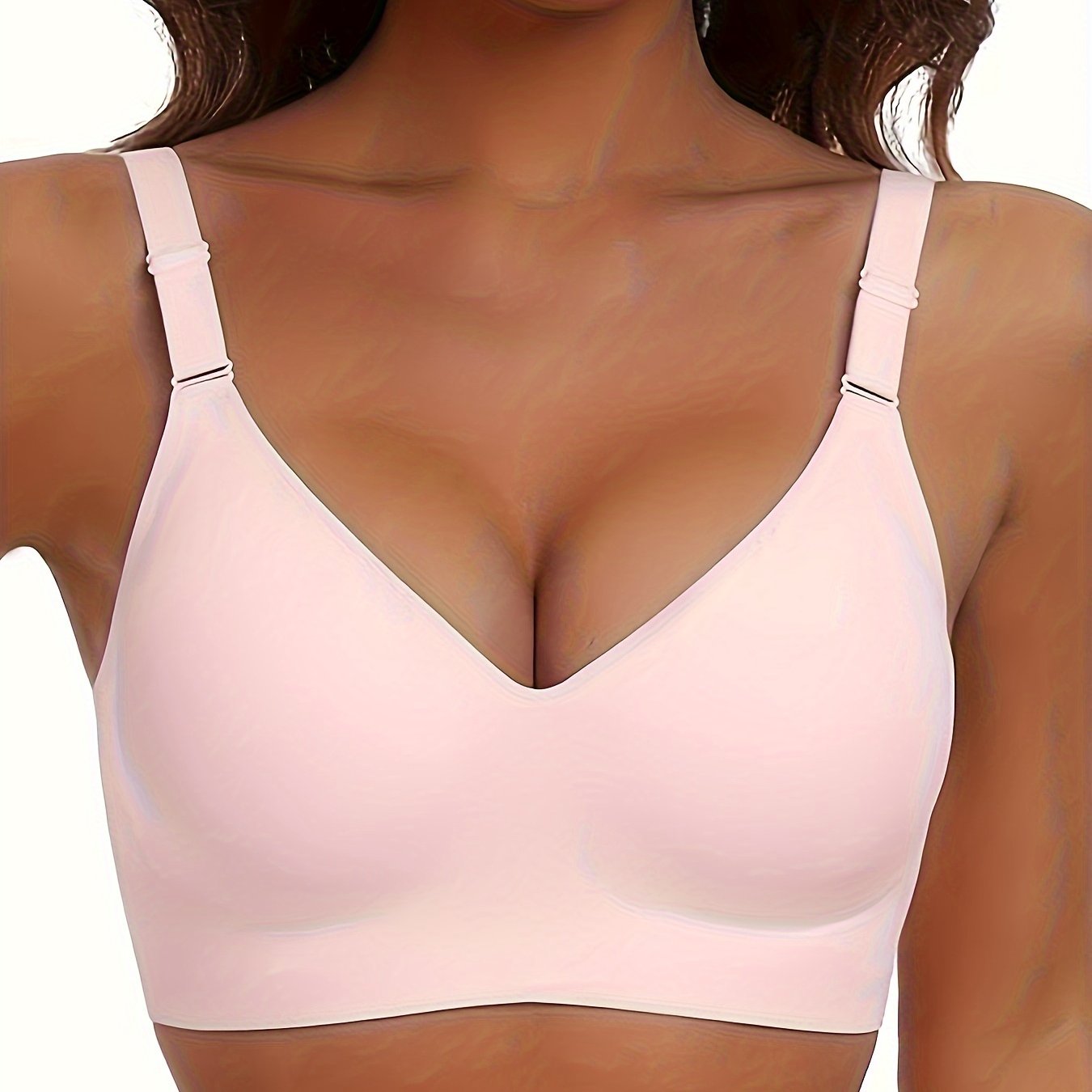 Women's Seamless Wireless Bra Medium Support Solid Knit Fabric Full Coverage Spandex Nylon