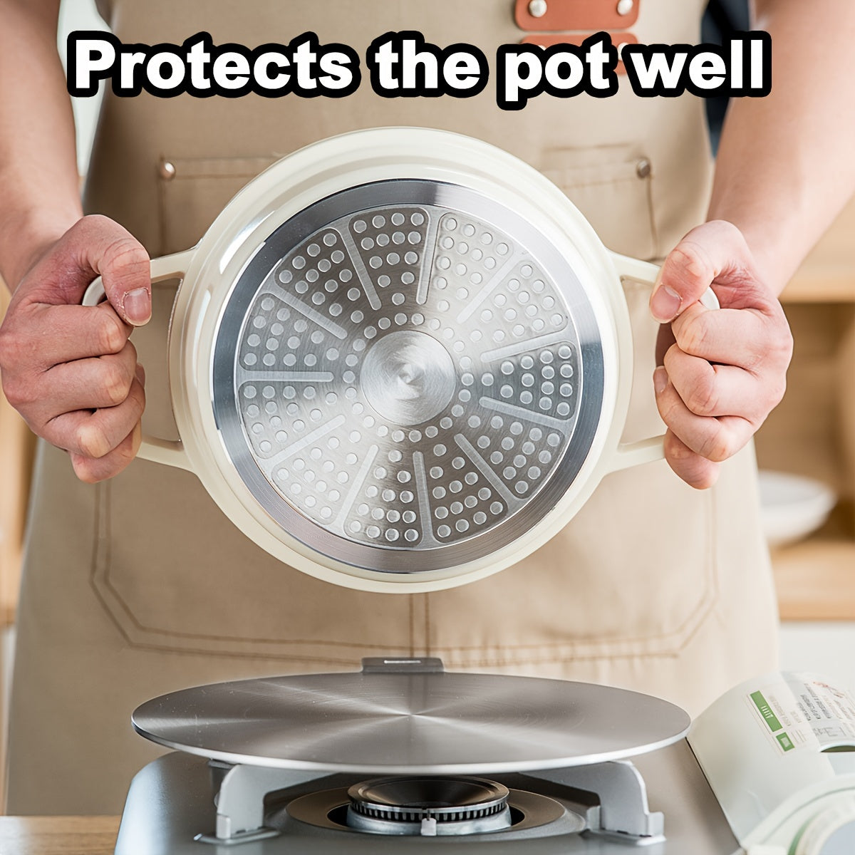 Stainless Steel Heat Transfer Plate with Removable Handle for Household Gas Stoves