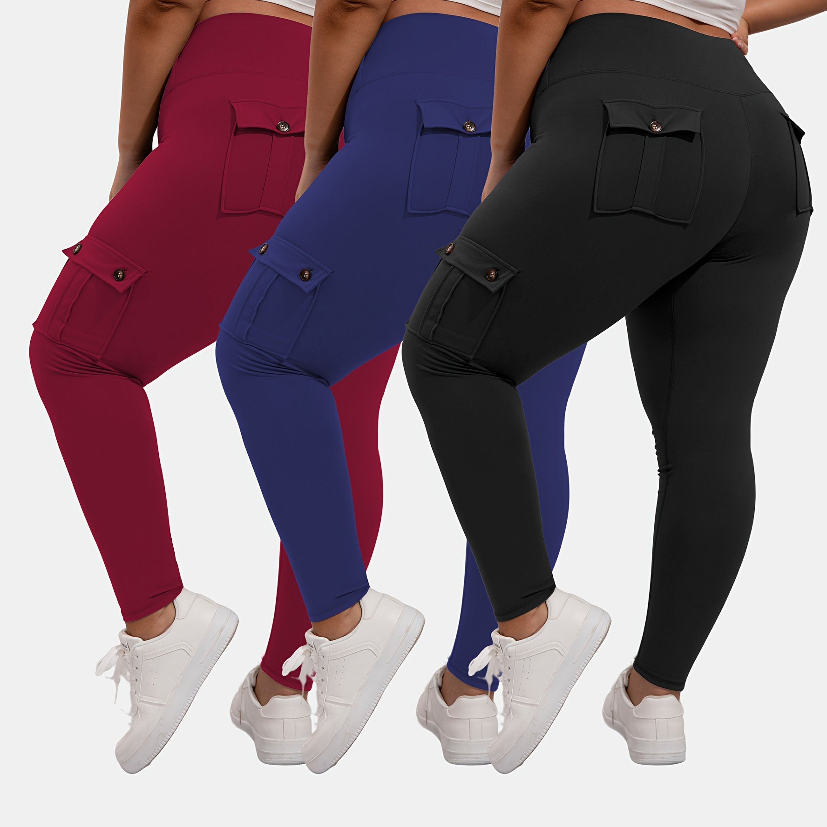 Women's Plus Size Sports Leggings High Waist Tummy Control Four-Way Stretch