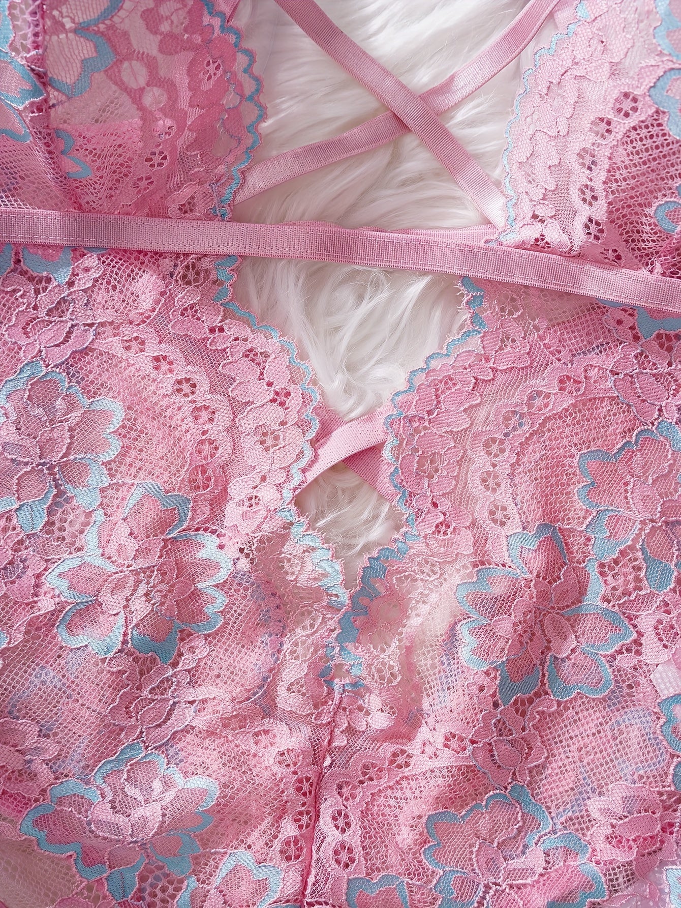 Women's Lace Bodysuit Solid Color Knit Fabric Contrast Lace Light Support Lingerie