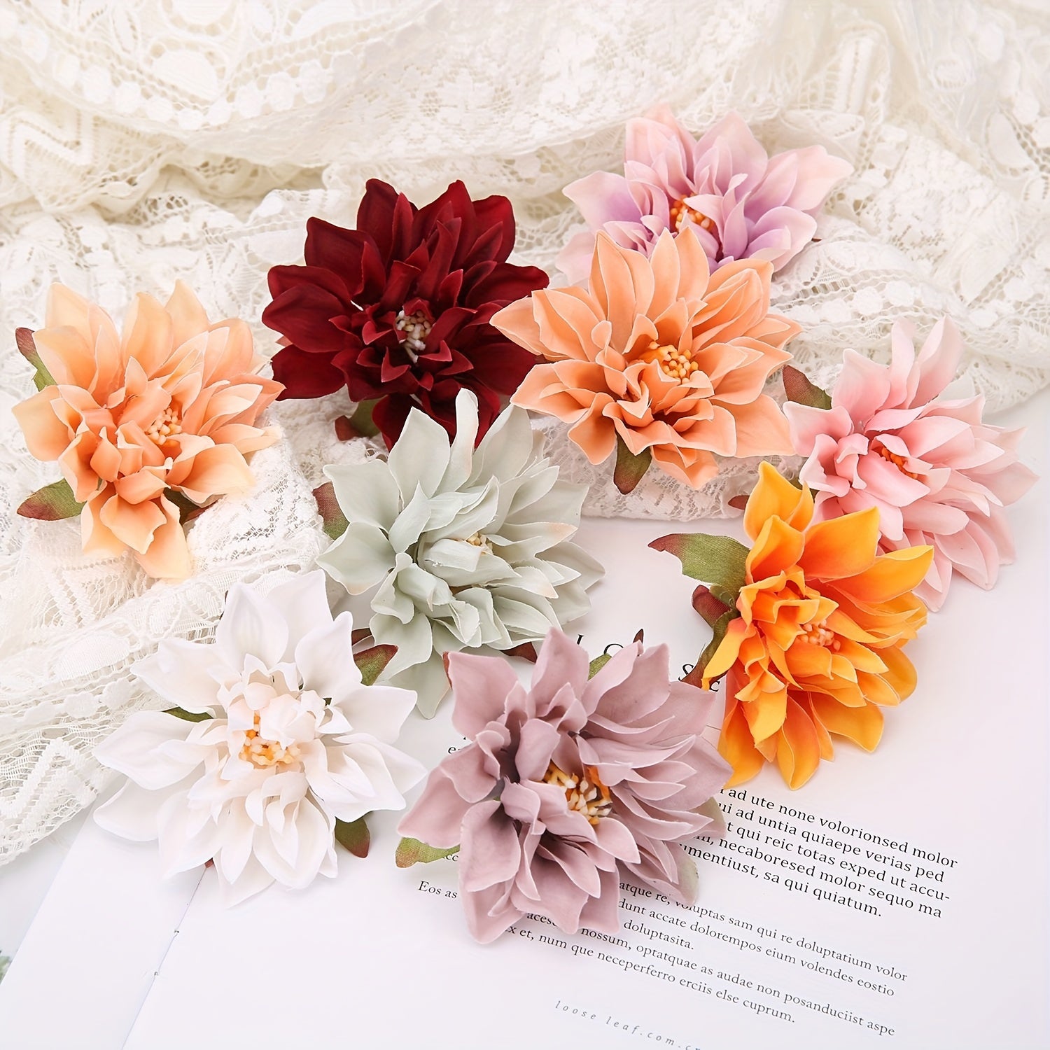 10 Handmade Chrysanthemum Silk Flower Heads for DIY Wedding Party Decor
