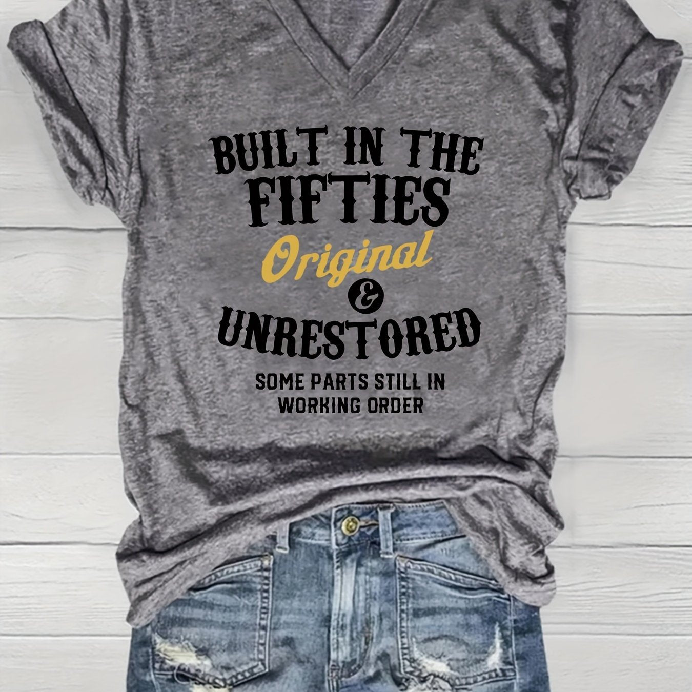 Women's Casual Cotton V-Neck T-Shirt Short Sleeve Loose Top