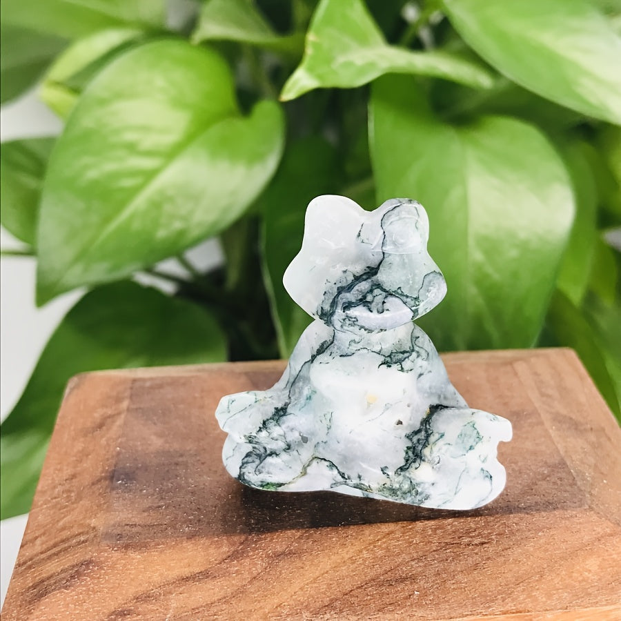 Natural Crystal Yoga Frog Figurine 40mm Hand-Carved Home Office Decor Gift