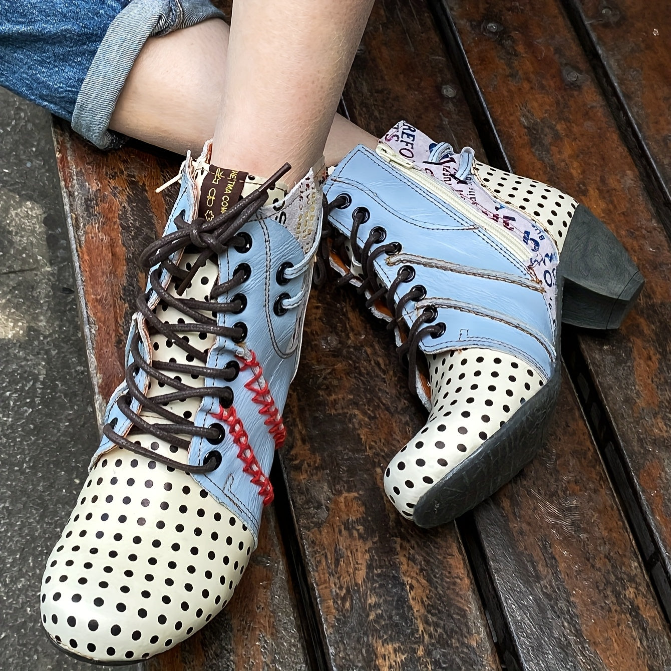 Women’s Genuine Leather Chunky Ankle Boots with Zipper for All-Season Wear