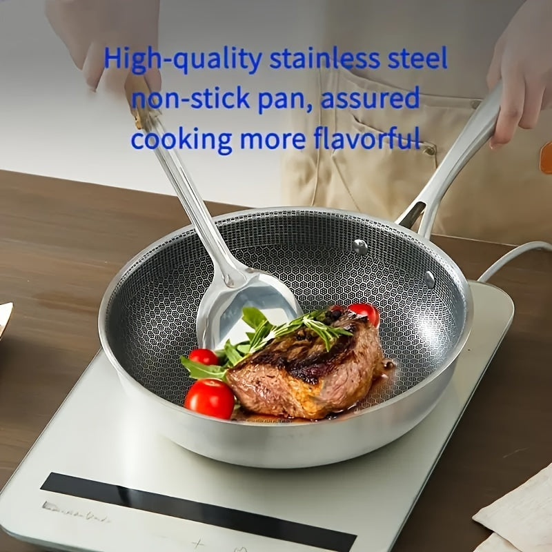Stainless Steel Skillet with Honeycomb Design for Kitchen and Outdoor Cooking