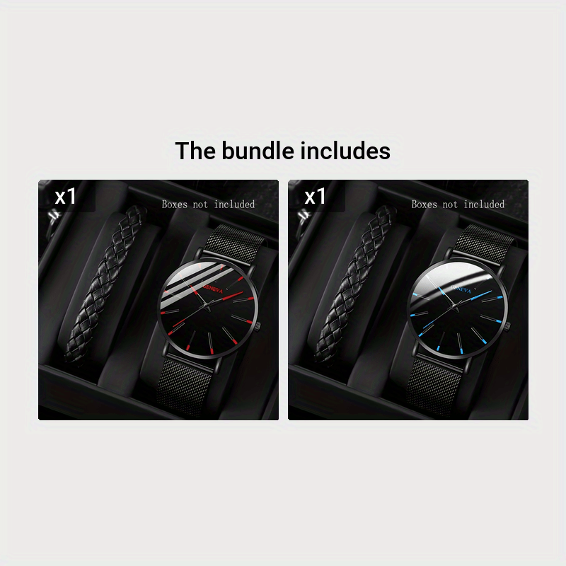 Unisex Quartz Watch and Silver Bracelet Set for Casual Wear