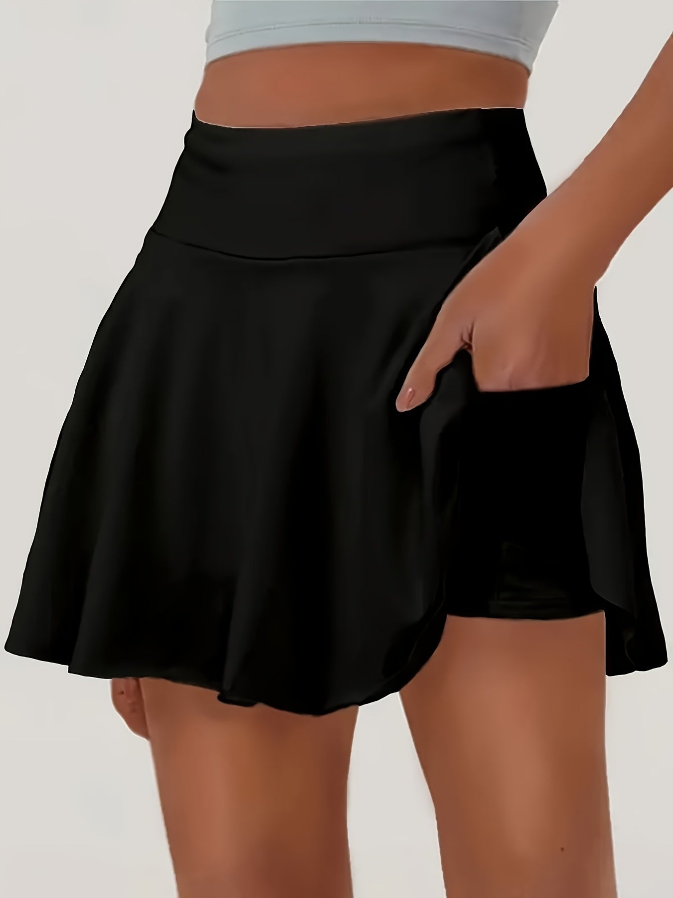 Plus Size Women's Casual Shorts with Pockets Black Summer Running Skirt