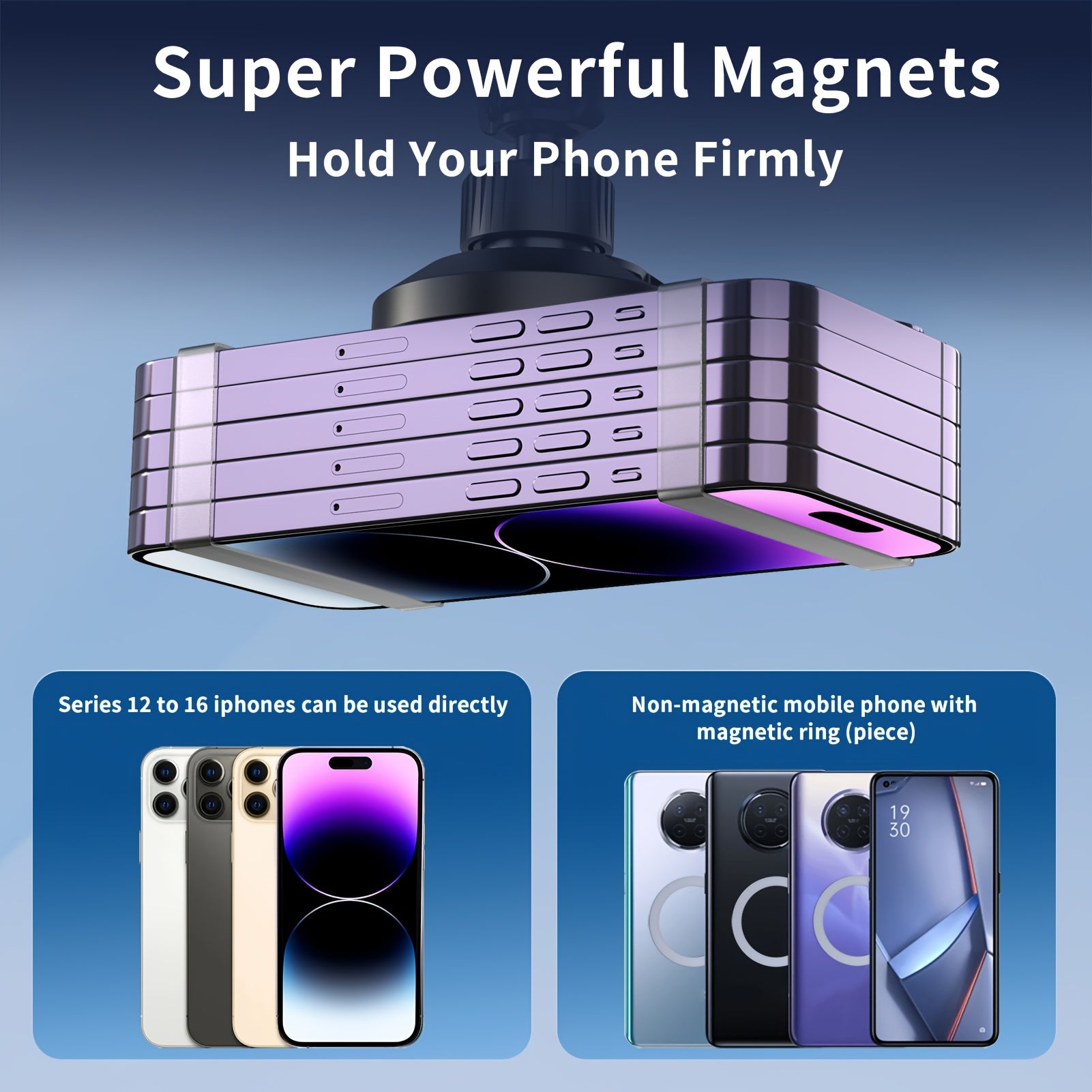 Magnetic Wireless Car Charger Mount for iPhone 12-16 15W USB Charging 360° Rotation