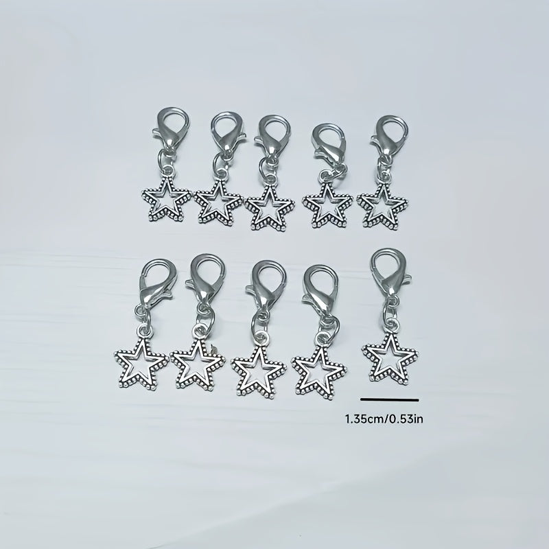 Unisex Zinc Alloy Punk Star Shoe Charms 10pcs Hollow DIY Sneaker Accessories