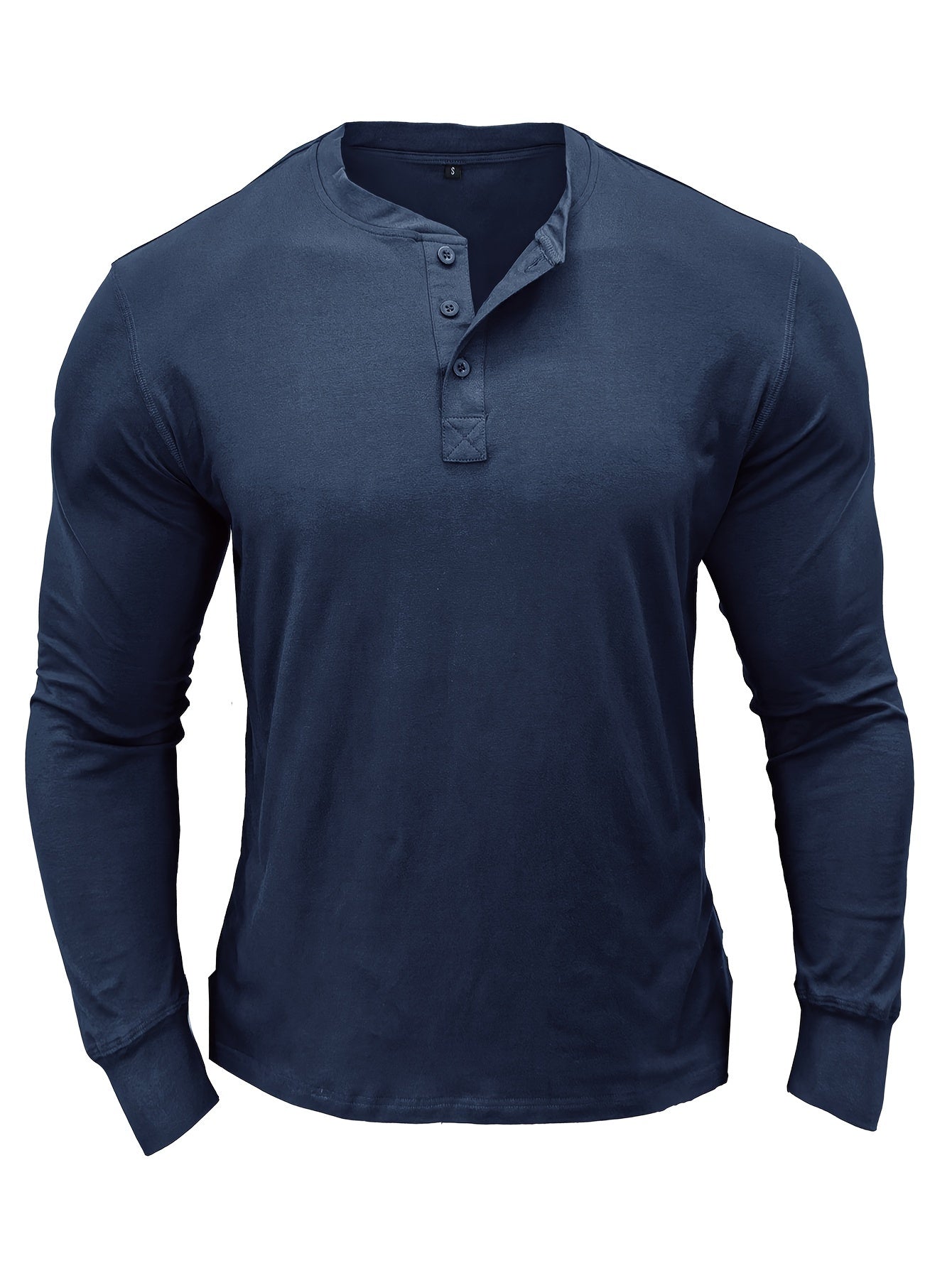 Men's Long Sleeve Cotton T-Shirt Henley Solid Fall Winter