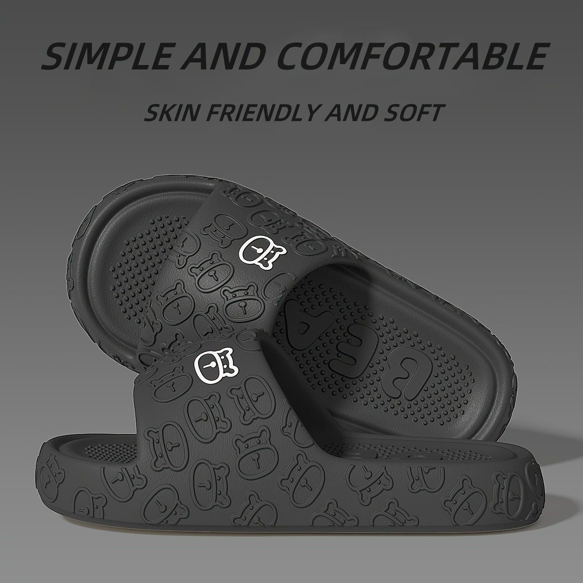 Women's Men’s Cartoon Bear Slip-On Sandals Pink Purple EVA Indoor Outdoor