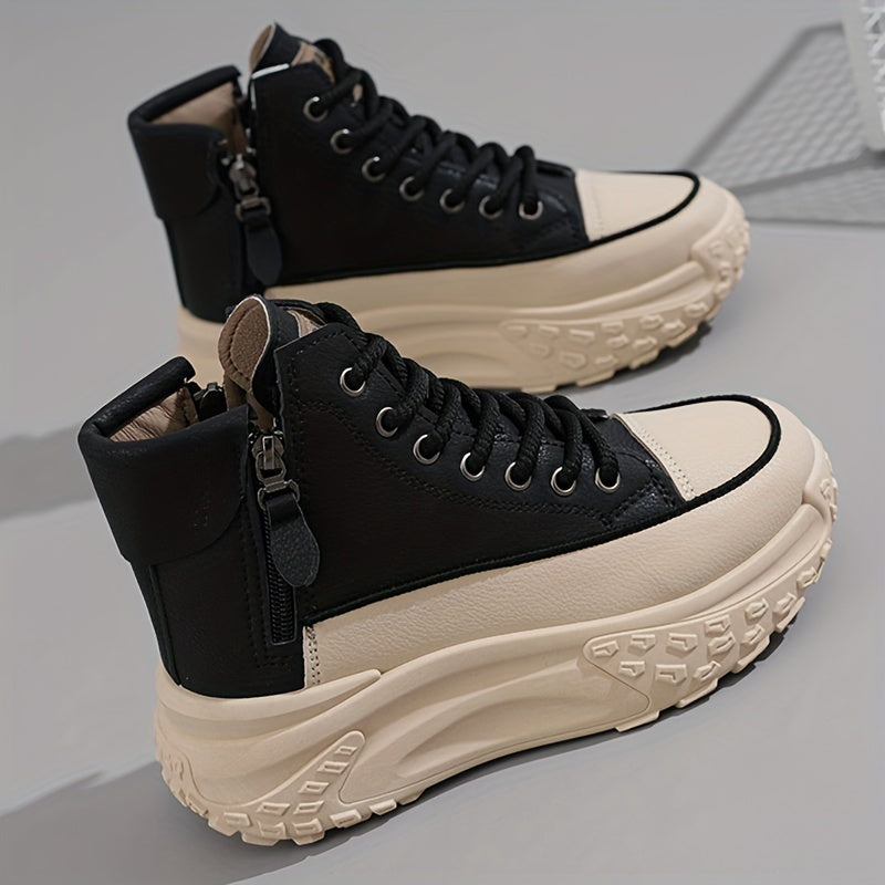 Women Chunky White Platform Sneakers with Thick Sole All-Season Casual