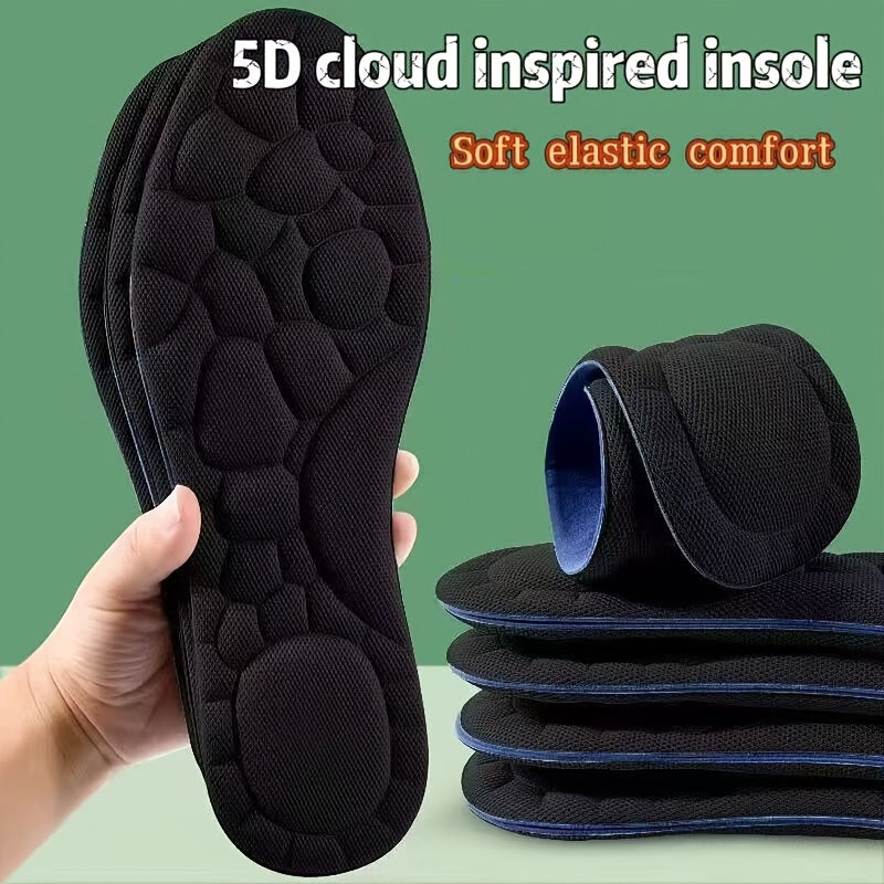 2 Pairs Unisex Memory Foam Insoles Breathable Sweat-Absorbent All-Season Black
