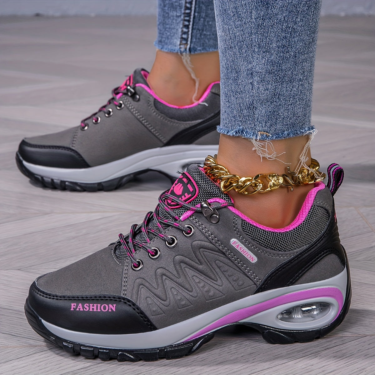 Women's Synthetic Mid Top Waterproof Hiking Shoes with Thick Sole
