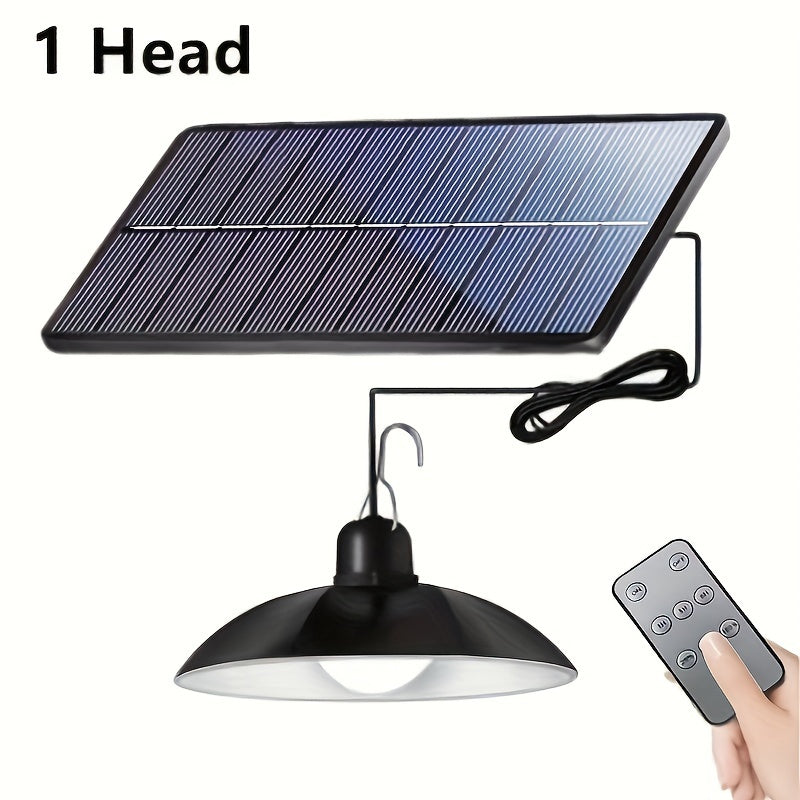 Solar Pendant Light Double-Head Chandelier Remote Control Indoor Outdoor Use