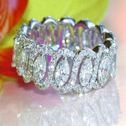 Sterling Silver Eternity Band Ring with Marquise Cubic Zirconia for Anniversary