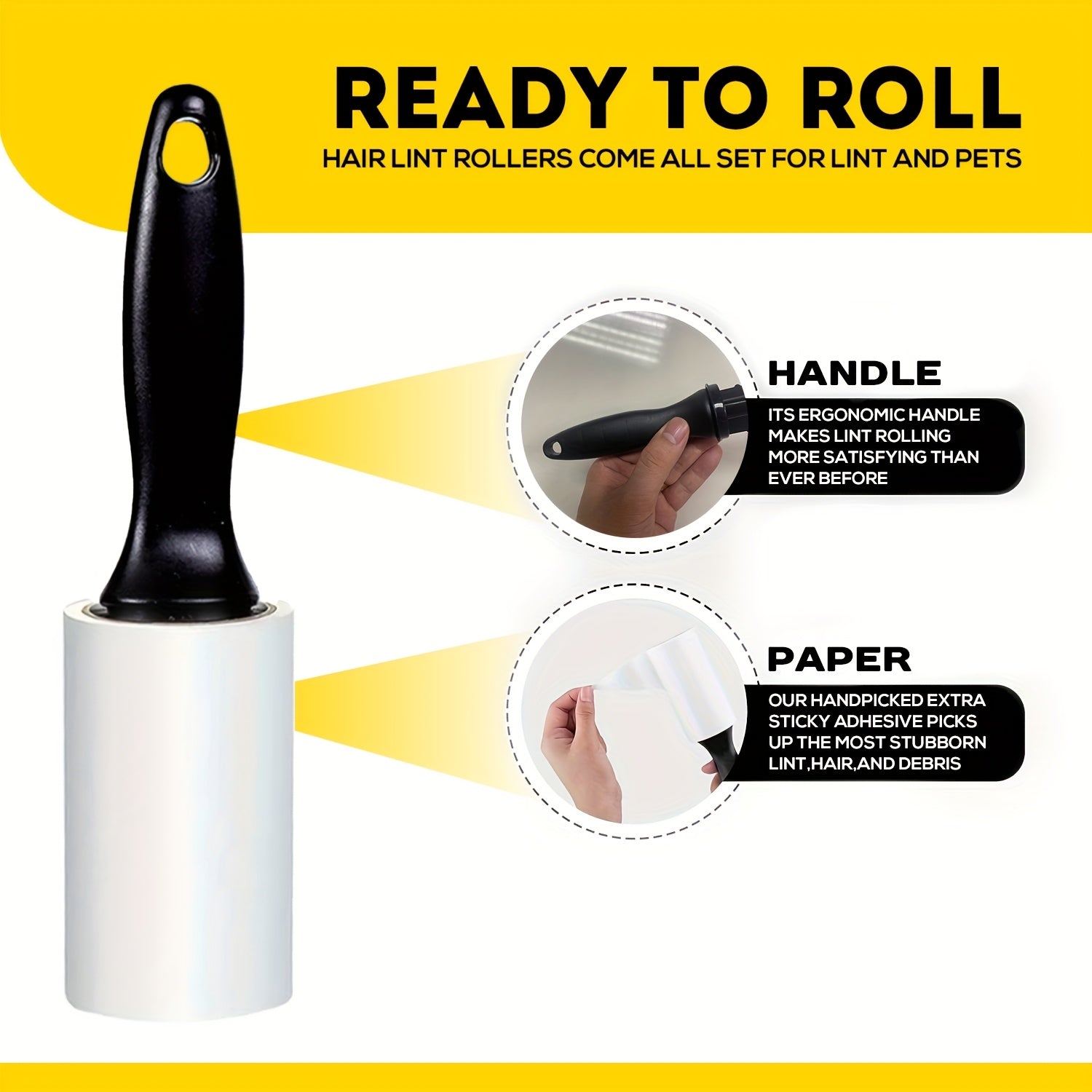 Lint Roller with 400/200/100 Sheets for Pet Hair Removal from Furniture Carpet Clothes