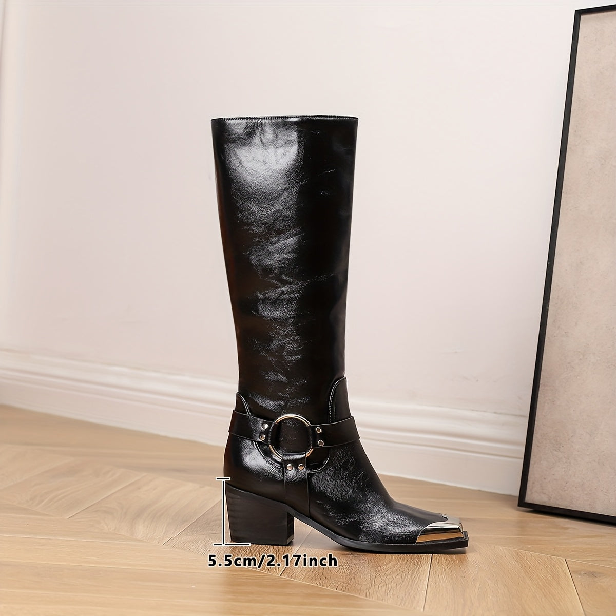 Женские осенне-зимние ботинки на пряжке с круглым носком и деревянным каблуком