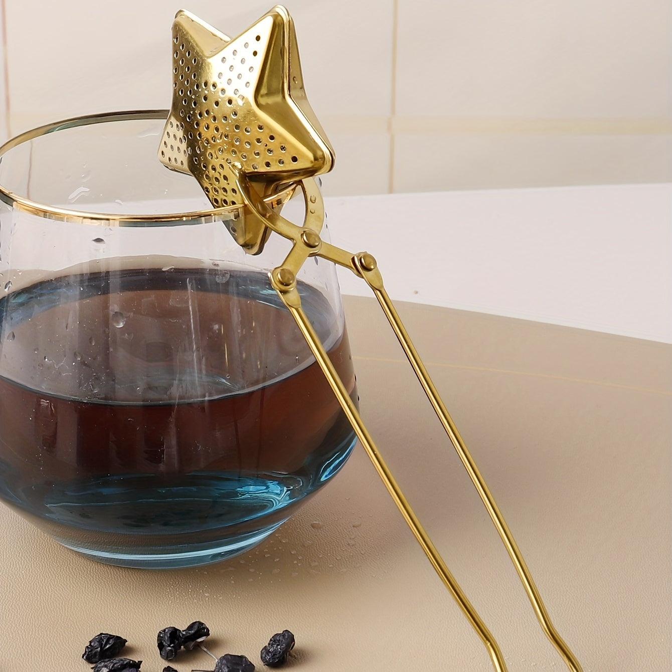 Набор для заваривания чая из нержавеющей стали с цельным ситечком в форме звезды для домашнего использования.