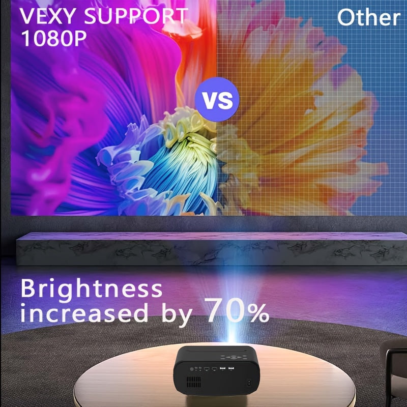 Portable 1080P Projector with Android TV WiFi 6 4K Support for Home Theater