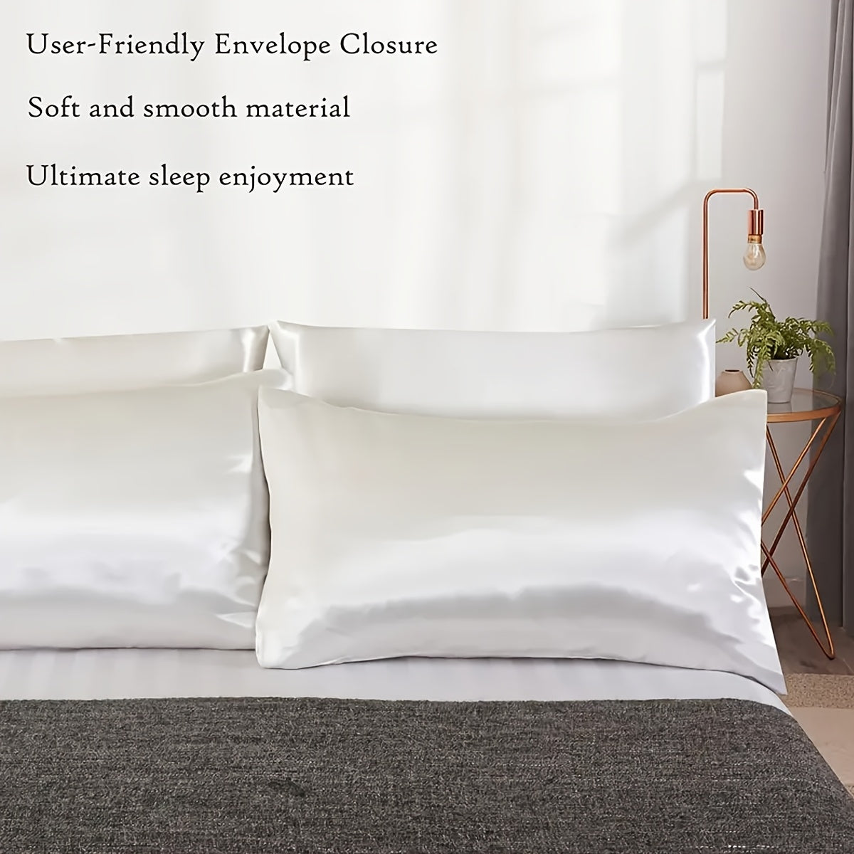 Silky Soft Satin Pillowcase Breathable Skin-Friendly Cooling Solid Colors