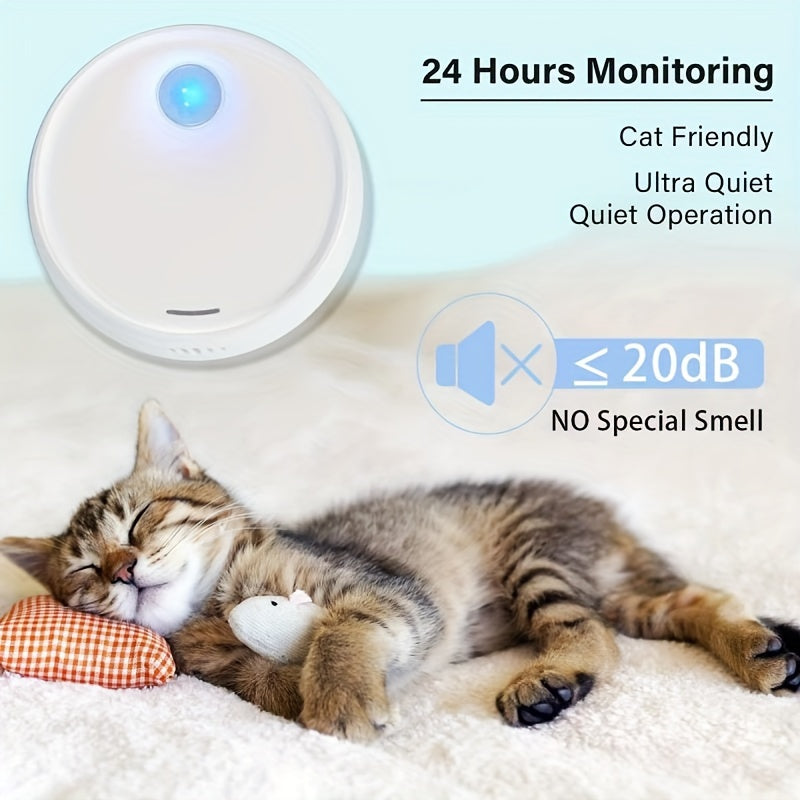Cat Odor Purifier for Litter Boxes Smart Device with 24-Hour Monitoring Pet-Friendly Sensor Light