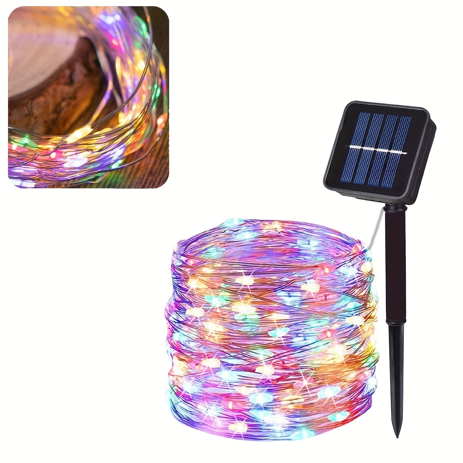 Luces de hadas LED solares con 8 modos, luces de cuerda para exteriores para decoración de jardín, patio, fiesta, 7m 12m 22m 32m