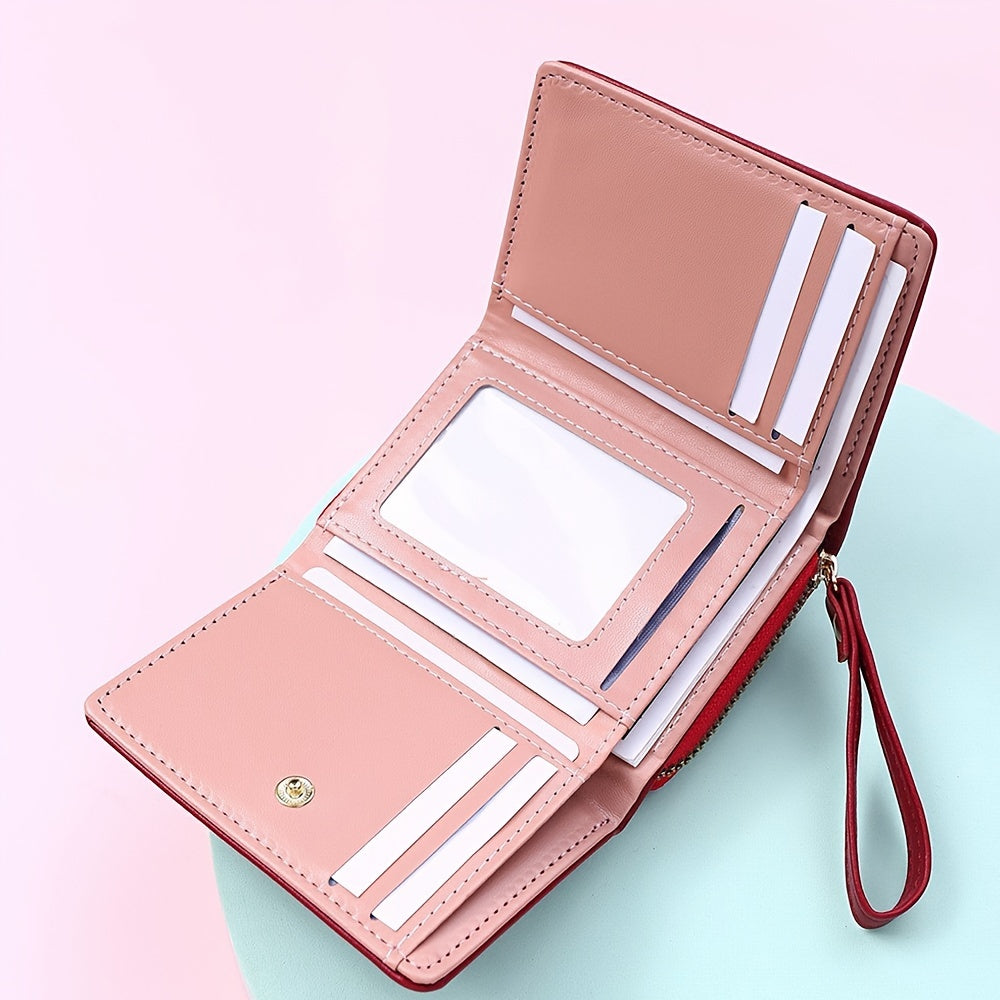 Ayollar uchun kredit karta ushlagichi, clutch sumkasi va bilakuzuk bilan zamonaviy uch qismli hamyon.